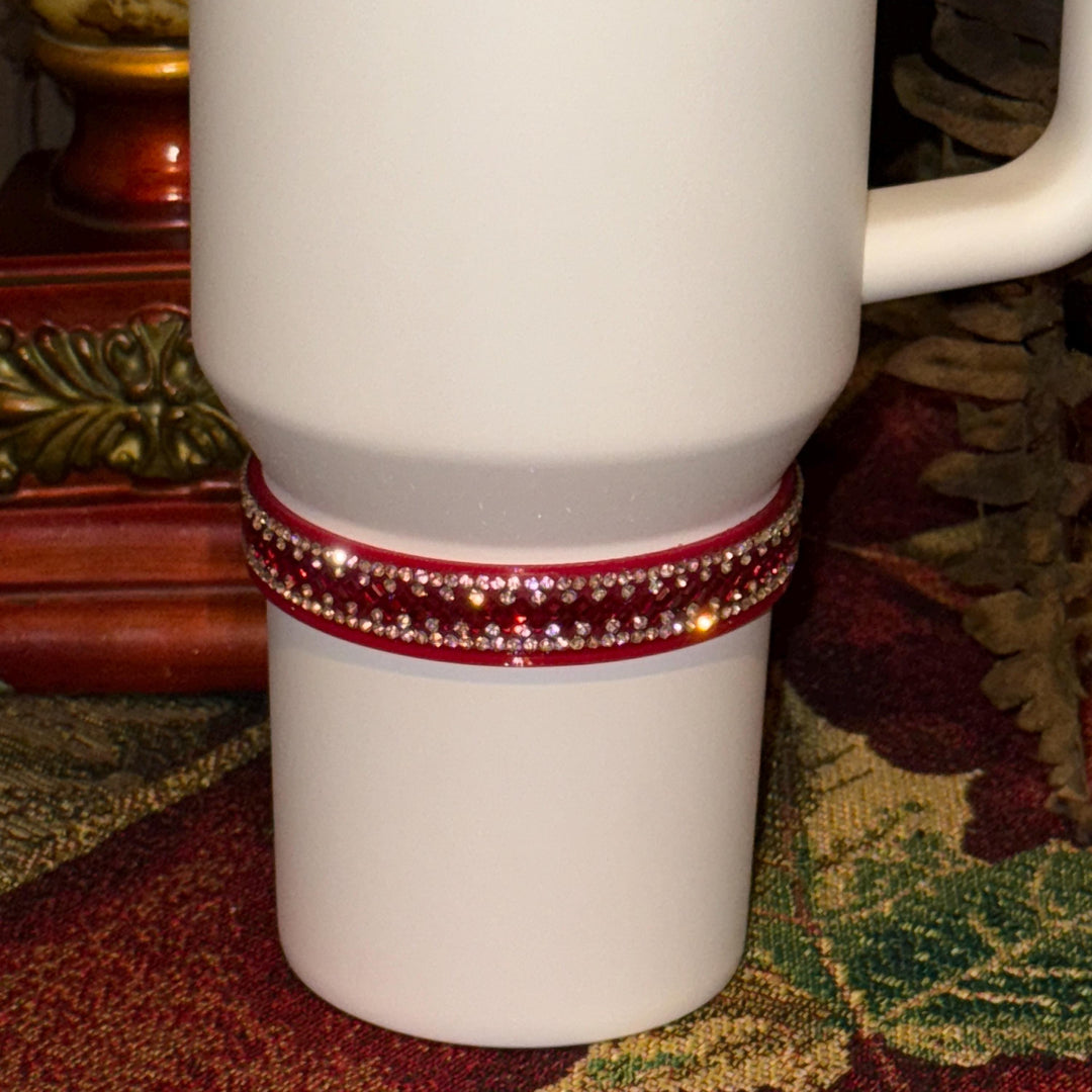 Red and Silver Fancy Mini Rhinestone Royal Princess Accessory Collection for Stanley tumblers, Best Seller, Boot Halo Bangle Straw Topper