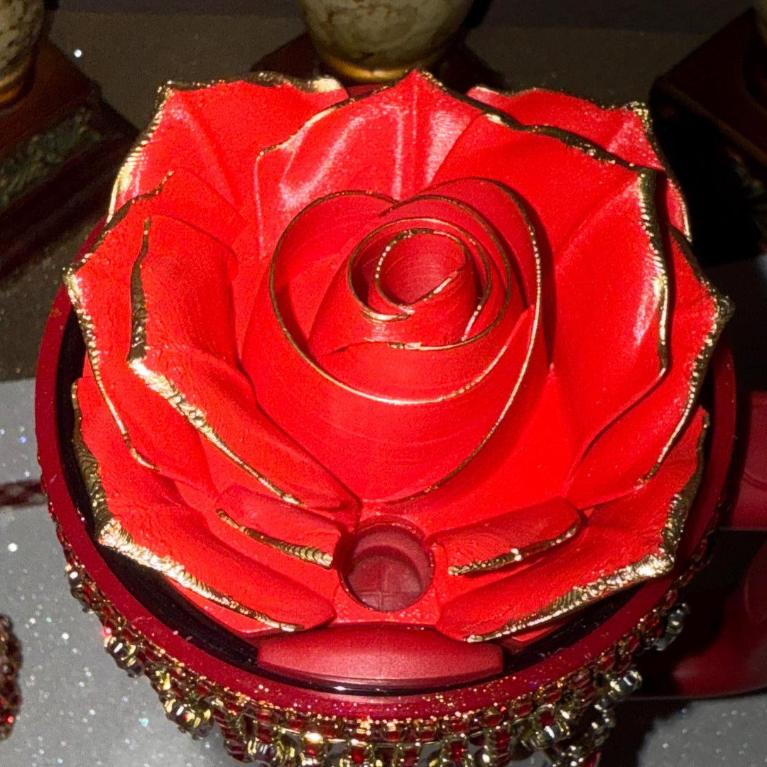 Luxurious 3D Rose with Gold tips Tumbler Topper that fit the 30 oz and 40 oz Stanley tumbler lids, CUSTOMIZE