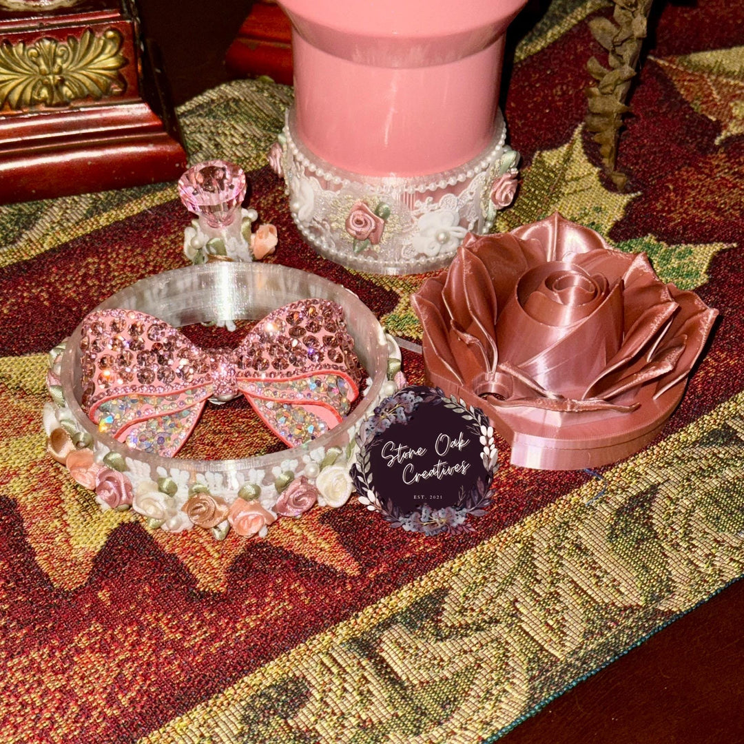 Spring Floral Fancy Pearl Princess Accessory Collection for Stanley tumblers, Halo Lid Band Bangle Boot Rose Lace, Unique Gift Hot Seller