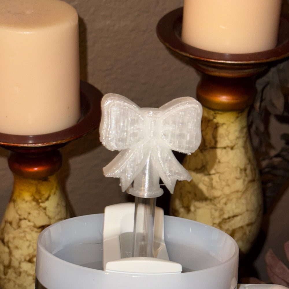 Fancy Translucent Croquet Bow Straw Topper, straw cover, straw cap, unique gift