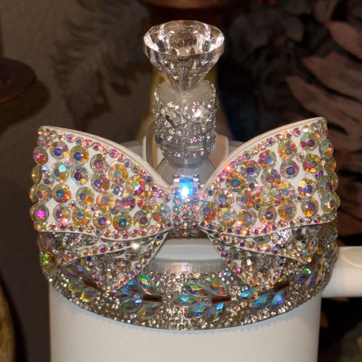 Flat Fancy Rhinestone Tumbler Princess Collection emblished with colorful rhinestones, Stanley tumbler accessories, unique gift, silver