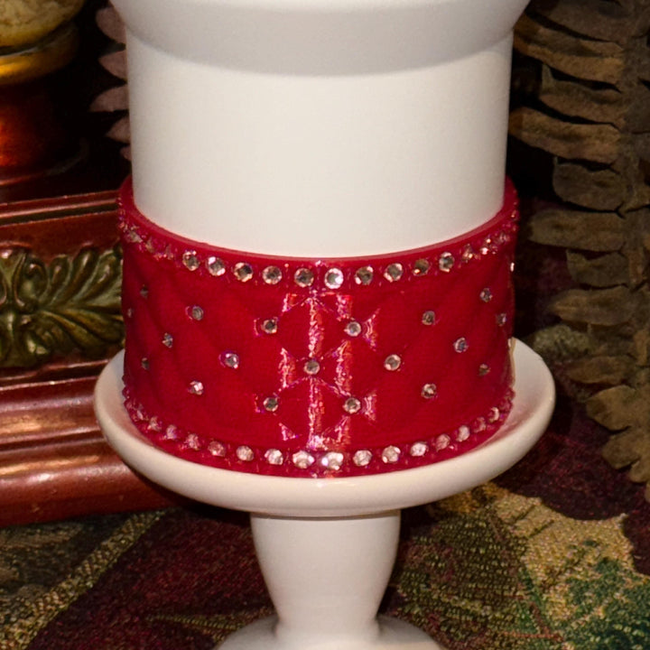 Red and Silver Quilted Rhinestone Tumbler boot and halo for Stanley tumblers, Best Seller, Boot Halo Straw Topper