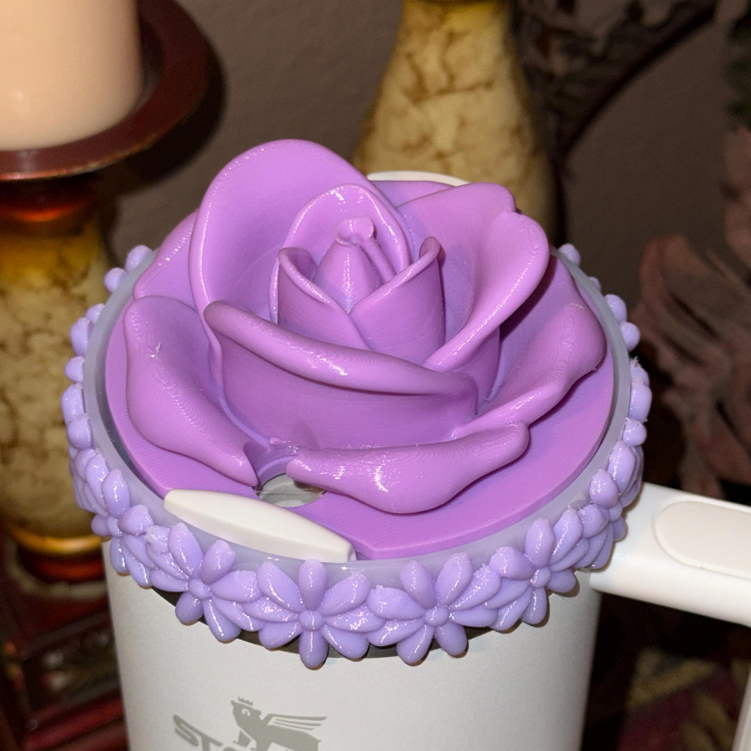 Lavender Spring Floral Daisy Tumbler Accessories for Stanley tumblers, Halo Lid Band Bangle Boot Rose Peony Lid Flower Topper, Unique Gift