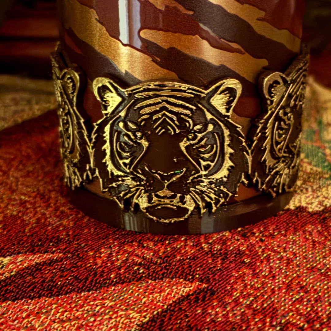 Tiger Face Tumbler Boot, fits your 20/30 oz 40 oz Stanley Tumblers, Unique Gift, brown, gold, copper caramel matchine colors