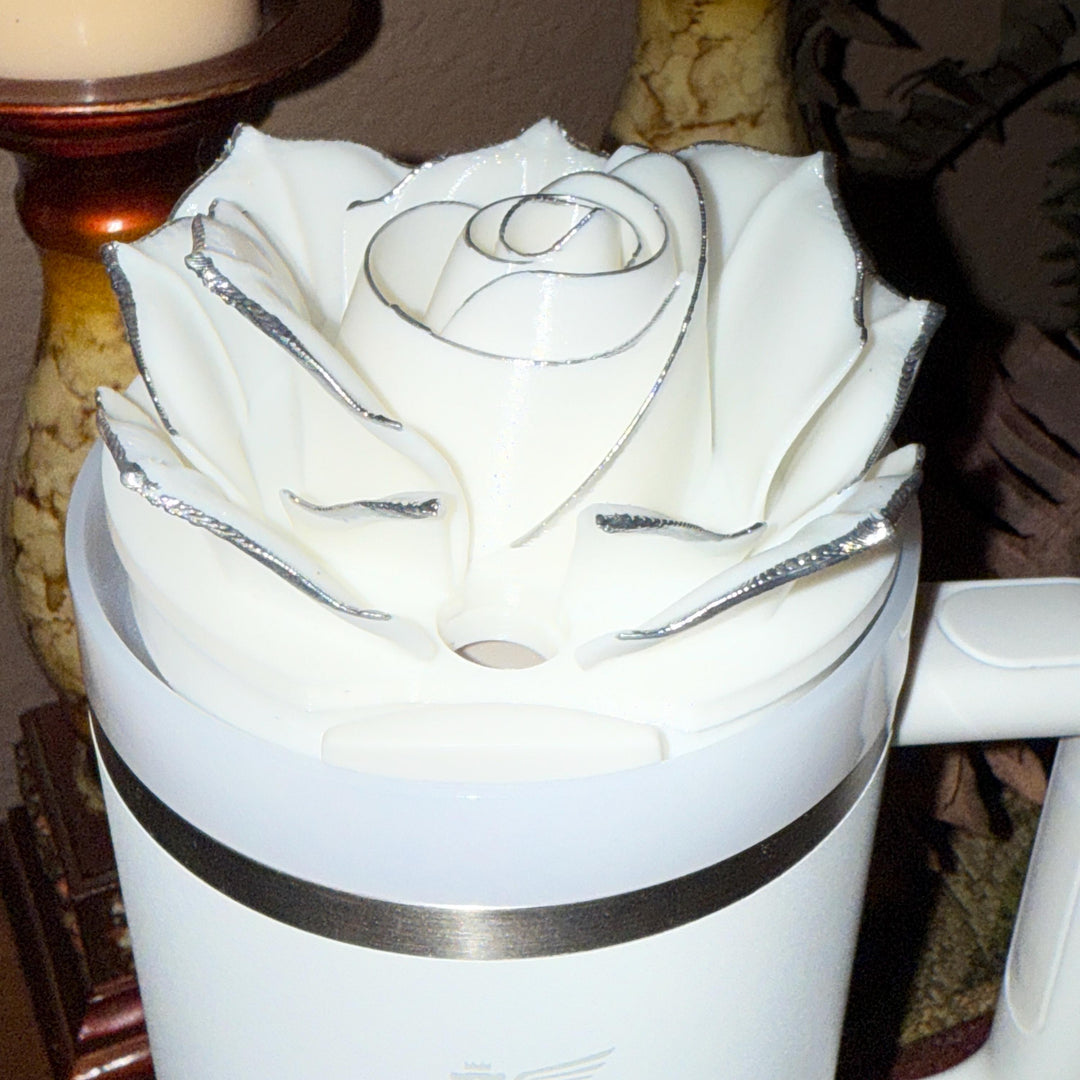 Luxurious 3D Black Rose with Gold tips Tumbler Topper that fit the 30 oz and 40 oz Stanley tumbler lids, HOT SELLER