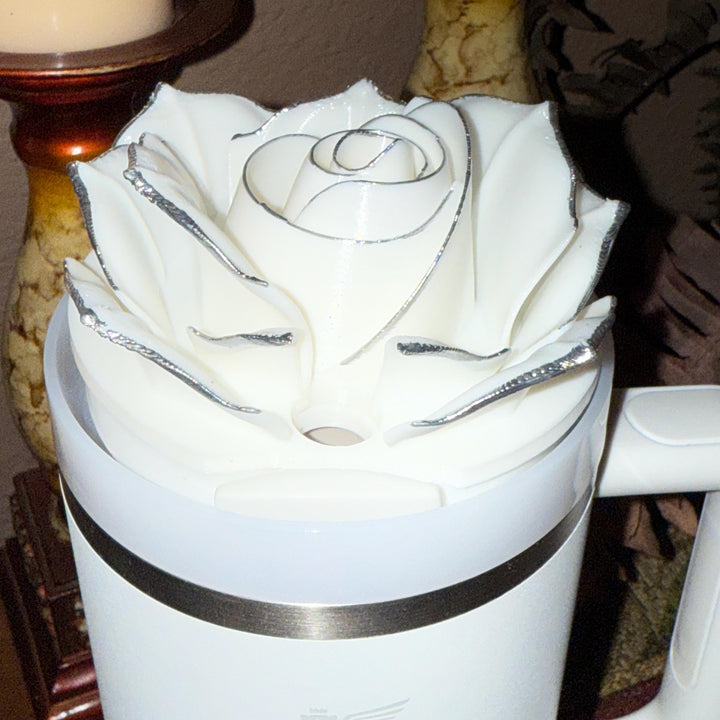 Luxurious 3D Rose with Gold tips Tumbler Topper that fit the 30 oz and 40 oz Stanley tumbler lids, CUSTOMIZE