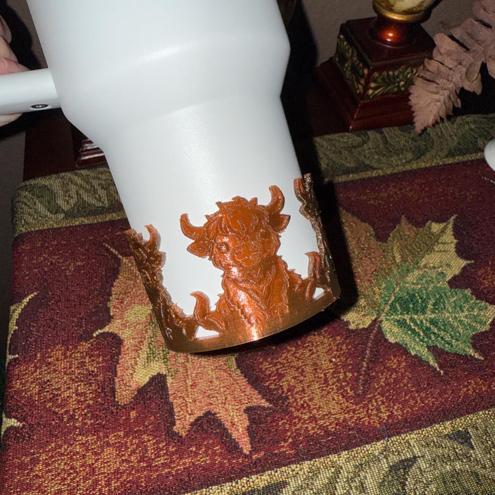 Cute Highland Cow Tumbler Boot, Rodeo Cup Sleeve, fits your Stanley and HydroJug Coldest Tumblers, Unique Gift, custom colors