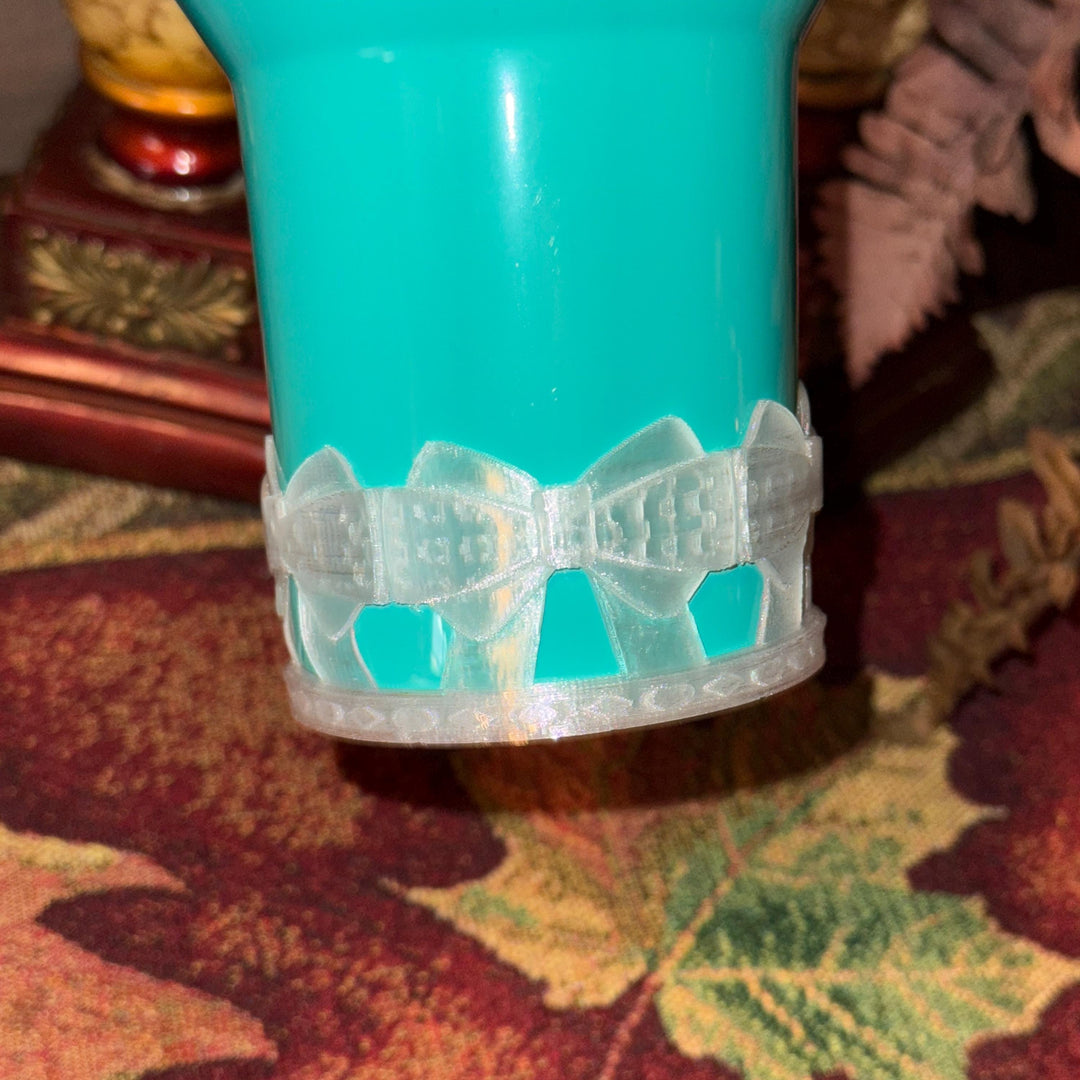 Translucent Ribbon Coquette Bow Tumbler Boot, Shimmery Translucent Sleeve, Princess Queen, Protective Sleeve, Unique Gift