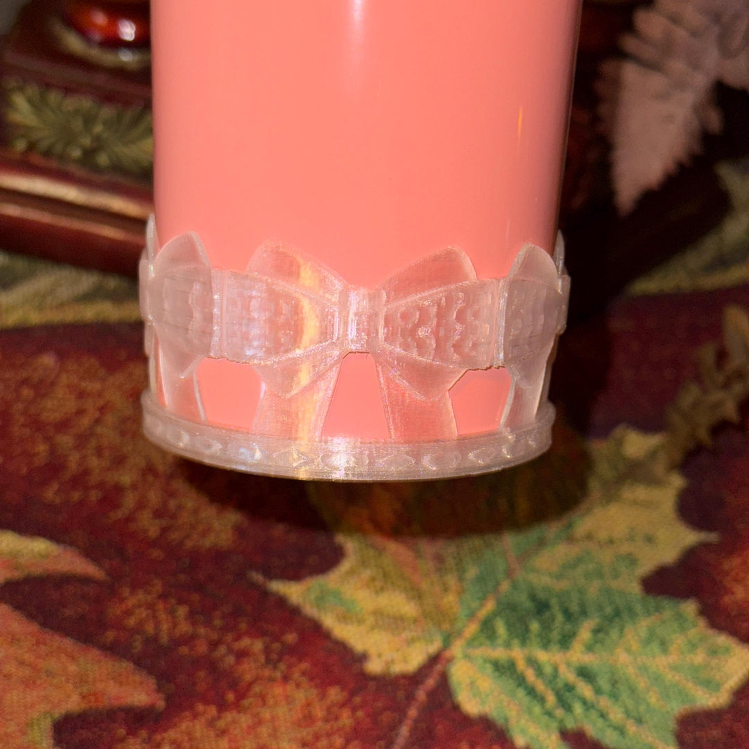 Translucent Ribbon Coquette Bow Tumbler Boot, Shimmery Translucent Sleeve, Princess Queen, Protective Sleeve, Unique Gift
