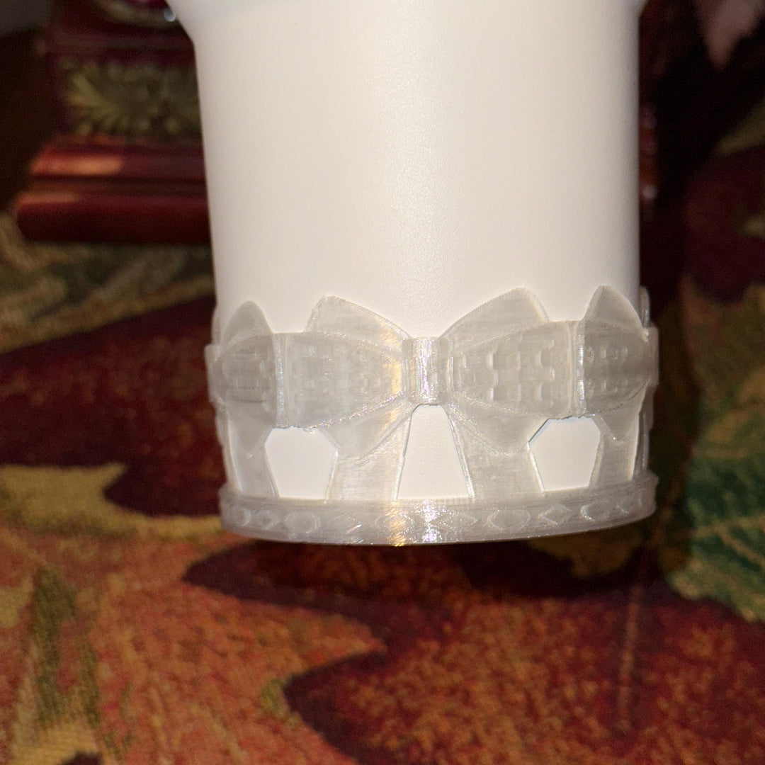 Translucent Ribbon Coquette Bow Tumbler Boot, Shimmery Translucent Sleeve, Princess Queen, Protective Sleeve, Unique Gift