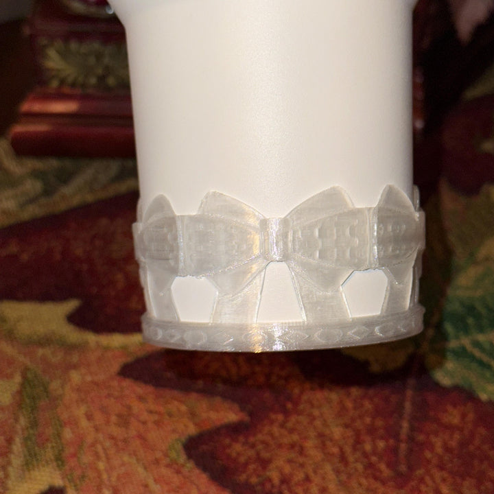 Translucent Ribbon Coquette Bow Tumbler Boot, Shimmery Translucent Sleeve, Princess Queen, Protective Sleeve, Unique Gift