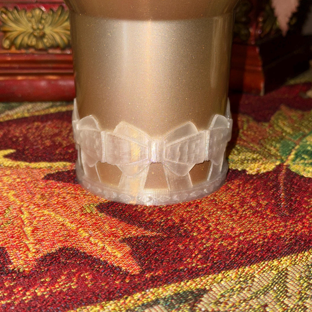 Translucent Ribbon Coquette Bow Tumbler Boot, Shimmery Translucent Sleeve, Princess Queen, Protective Sleeve, Unique Gift