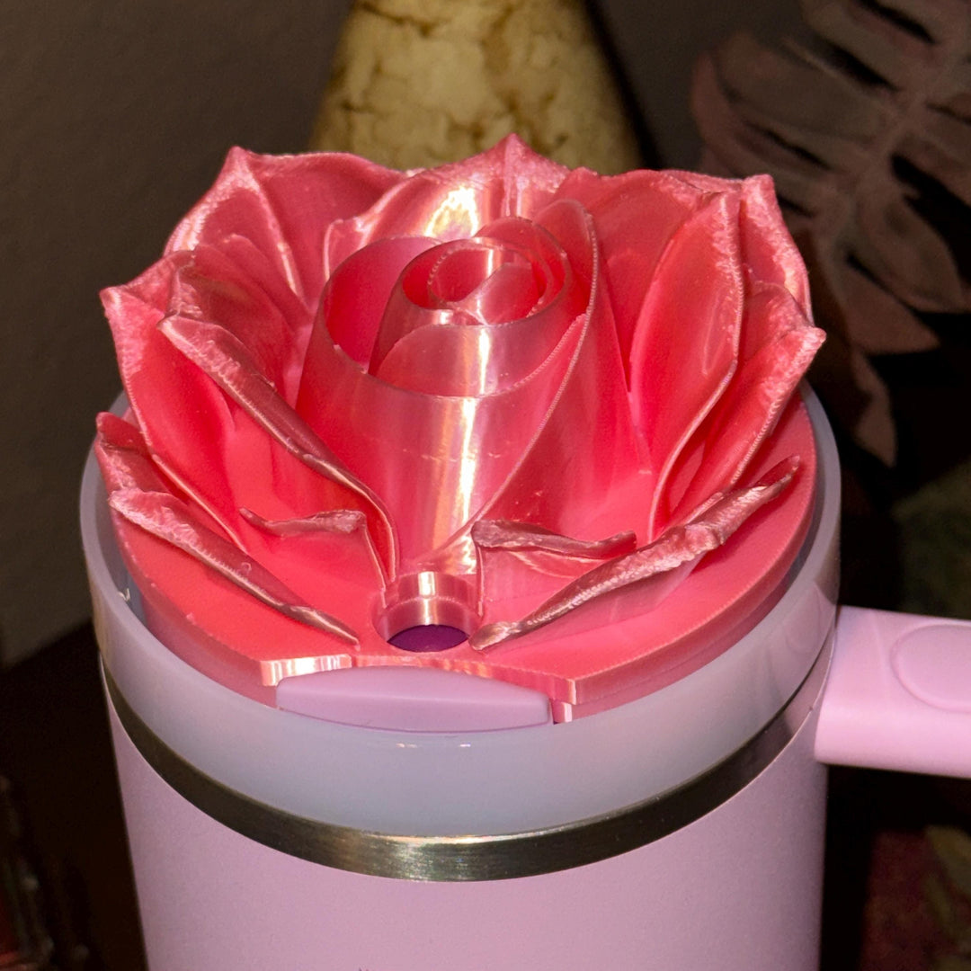 3D Silky Pink Rose Tumbler Topper that fit the Stanley Tumbler lids, Rose decorator lid, 3D Decorative Lid, Easter Spring Valentines