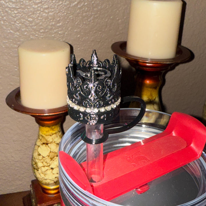 Fancy Rhinestone Crown Straw Topper, straw cover emblished with rhinestones, personalized straw cap, unique gift