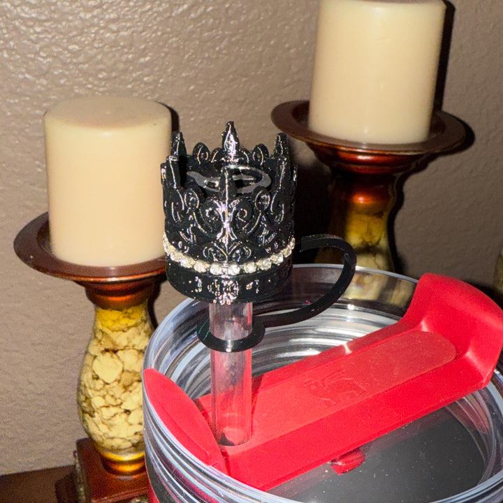 Fancy Rhinestone Crown Straw Topper, straw cover emblished with rhinestones, personalized straw cap, unique gift