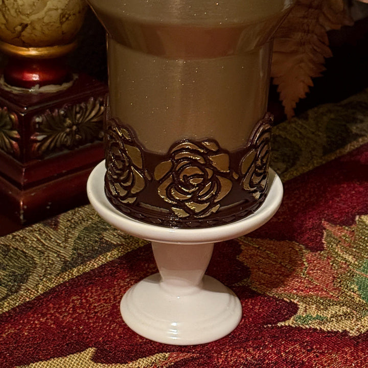 Luxurious 3D Rose with Gold tips Tumbler Topper or matching rose boot that fit Stanley tumbler, Chocolate Brown Gold