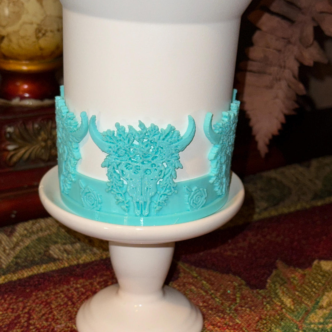 Bull Horns with Flowers Tumbler Boot, Rodeo Cup Sleeve, fits your Stanley Tumblers, Unique Gift