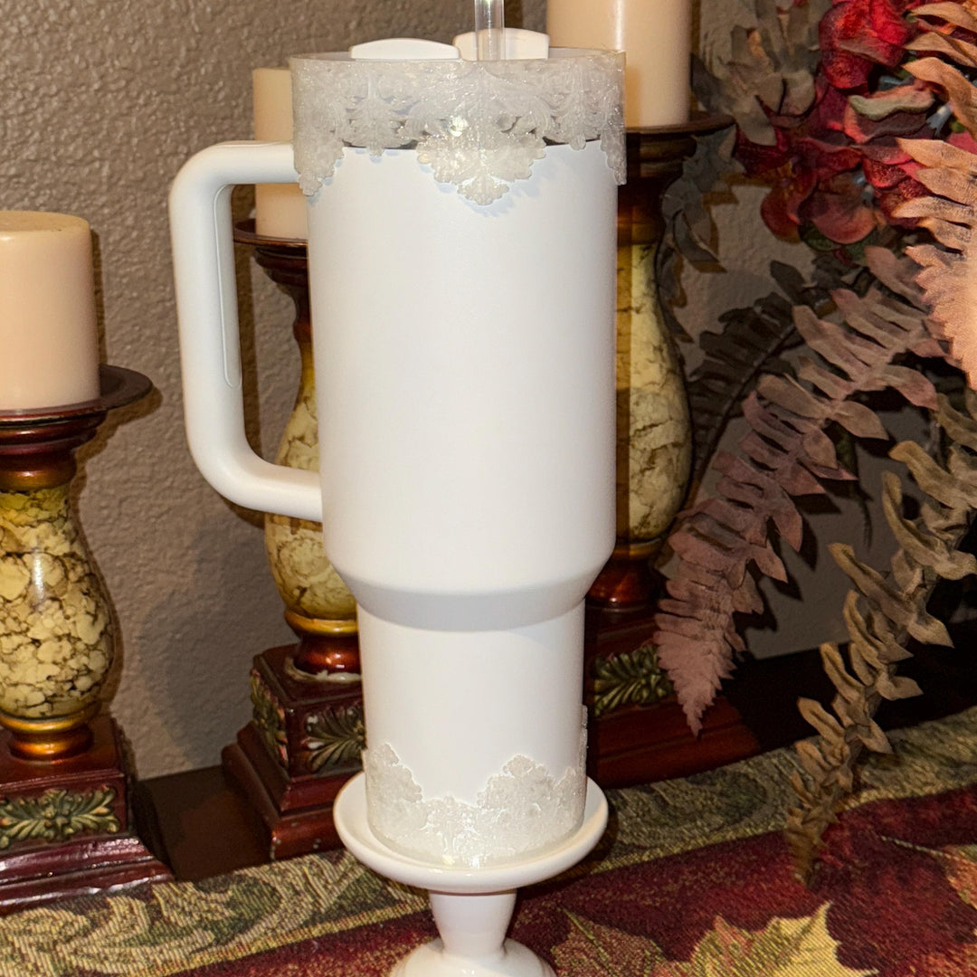 Beautiful Translucent Damask Lace Lid Halo Bangle and Boot for Stanley tumblers, Fancy Tumbler Sleeves, multiple colors