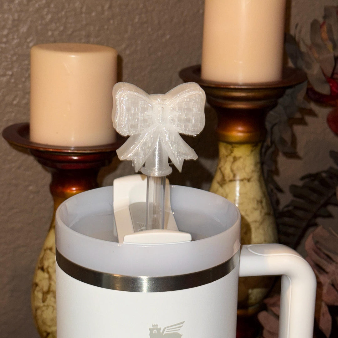 Fancy Translucent Croquet Bow Straw Topper, straw cover, straw cap, unique gift