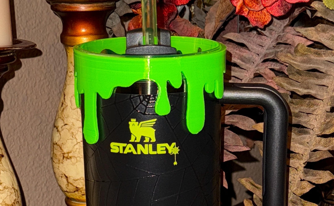 Slime drips Lid Halo Bangle and Boot for Stanley tumblers, Neon Lime Green, Tumbler Sleeves, BEST SELLER