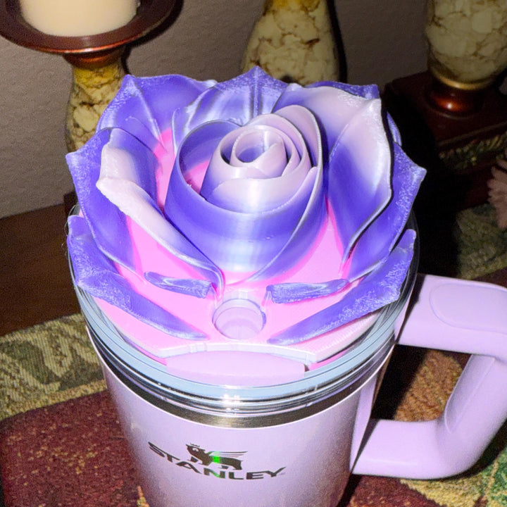 Spring 3D Pink Purple Rose Tumbler Topper that fit the Stanley Tumbler lids, Rose decorator lid, 3D Decorative Lid, Easter