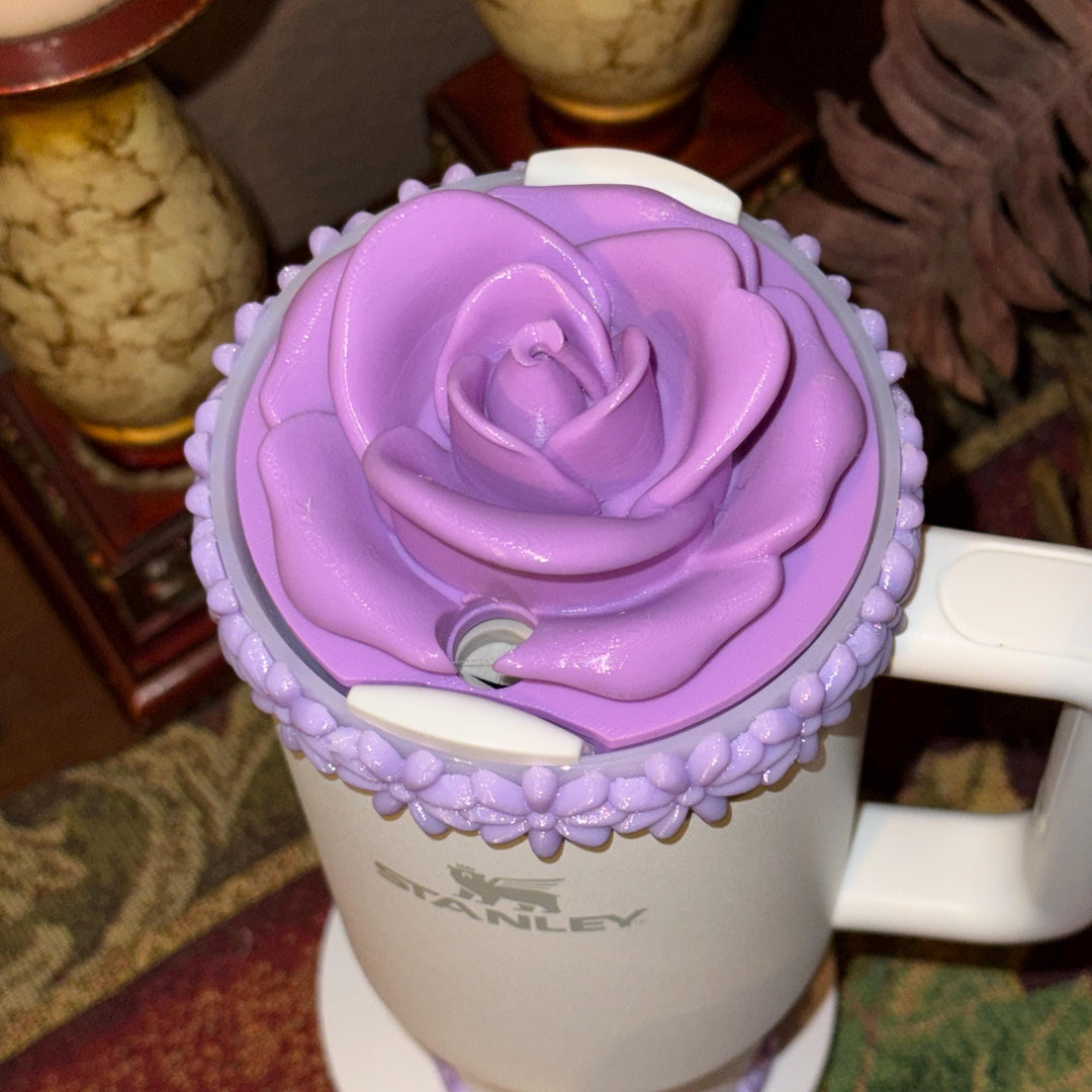 Lavender Spring Floral Daisy Tumbler Accessories for Stanley tumblers, Halo Lid Band Bangle Boot Rose Peony Lid Flower Topper, Unique Gift