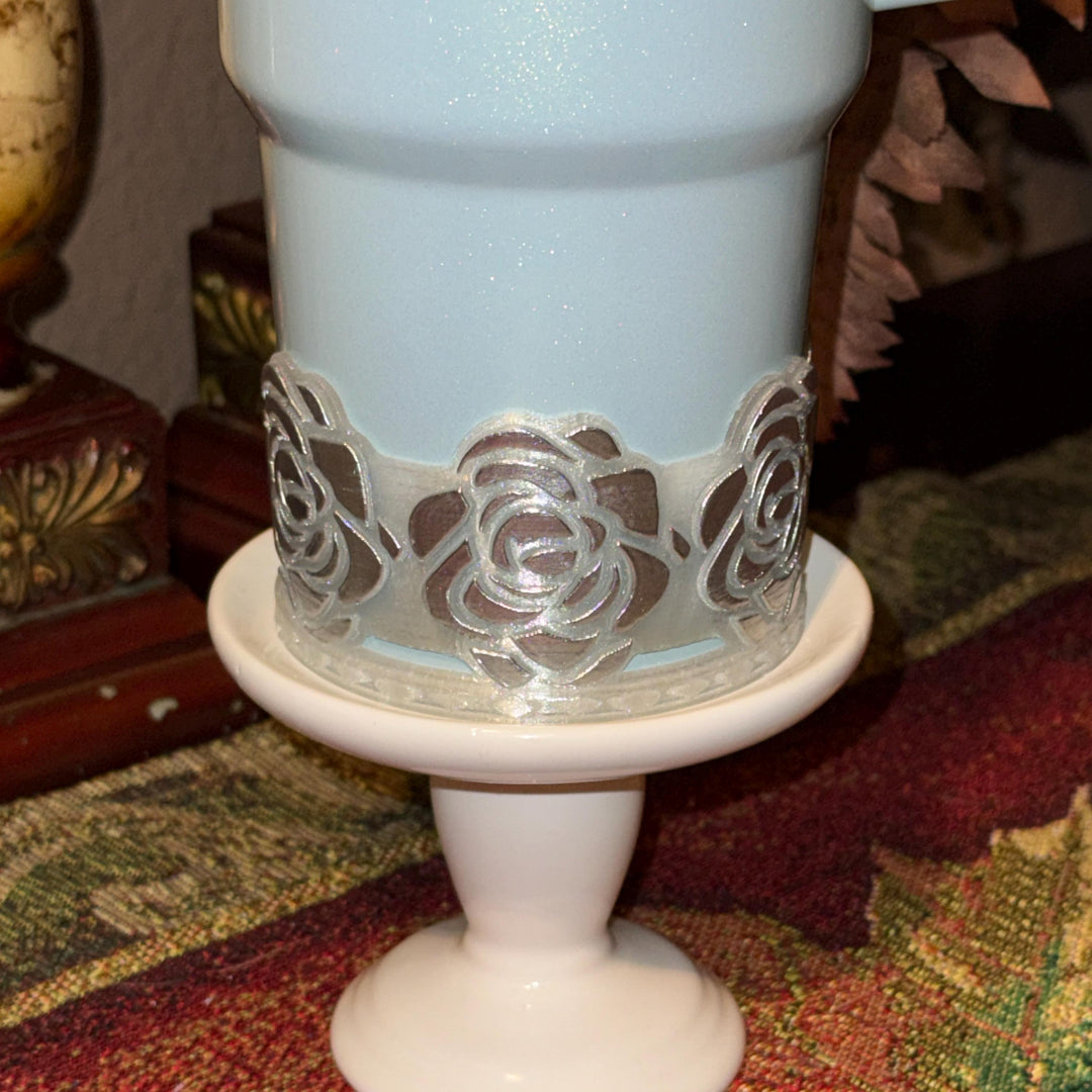 Silver Detailed Clear Rose Tumbler Boot, Tumbler Boot Sleeve, Princess Rose, Fit's Stanley Tumblers, Protective Sleeve, HOT SELLER