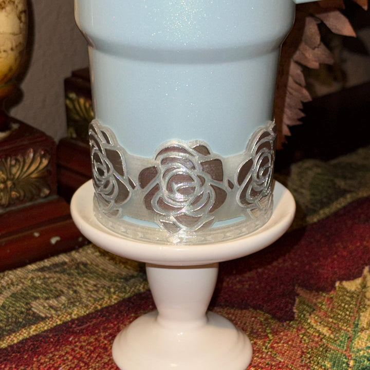 Silver Detailed Clear Rose Tumbler Boot, Tumbler Boot Sleeve, Princess Rose, Fit's Stanley Tumblers, Protective Sleeve, HOT SELLER