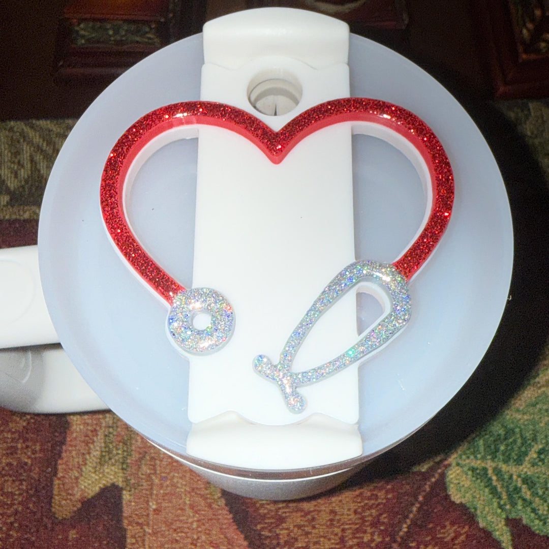 Sparkle stethoscope Nurse Medical Tumbler Topper Tag, Perfect Gift for nurse, doctor, CNA, dentist, medical specialist, 2D Lid decoration