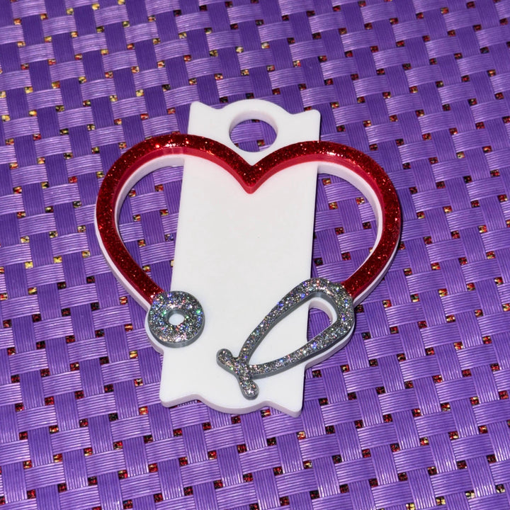 Sparkle stethoscope Nurse Medical Tumbler Topper Tag, Perfect Gift for nurse, doctor, CNA, dentist, medical specialist, 2D Lid decoration