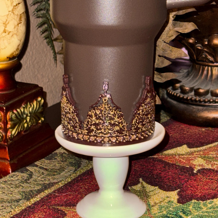 Fancy Detailed Rhinestone Princess Doll Tumbler Boot, Flowing Dress Boot Sleeve, fits Stanley Tumblers, Unique Gift, custom colors available