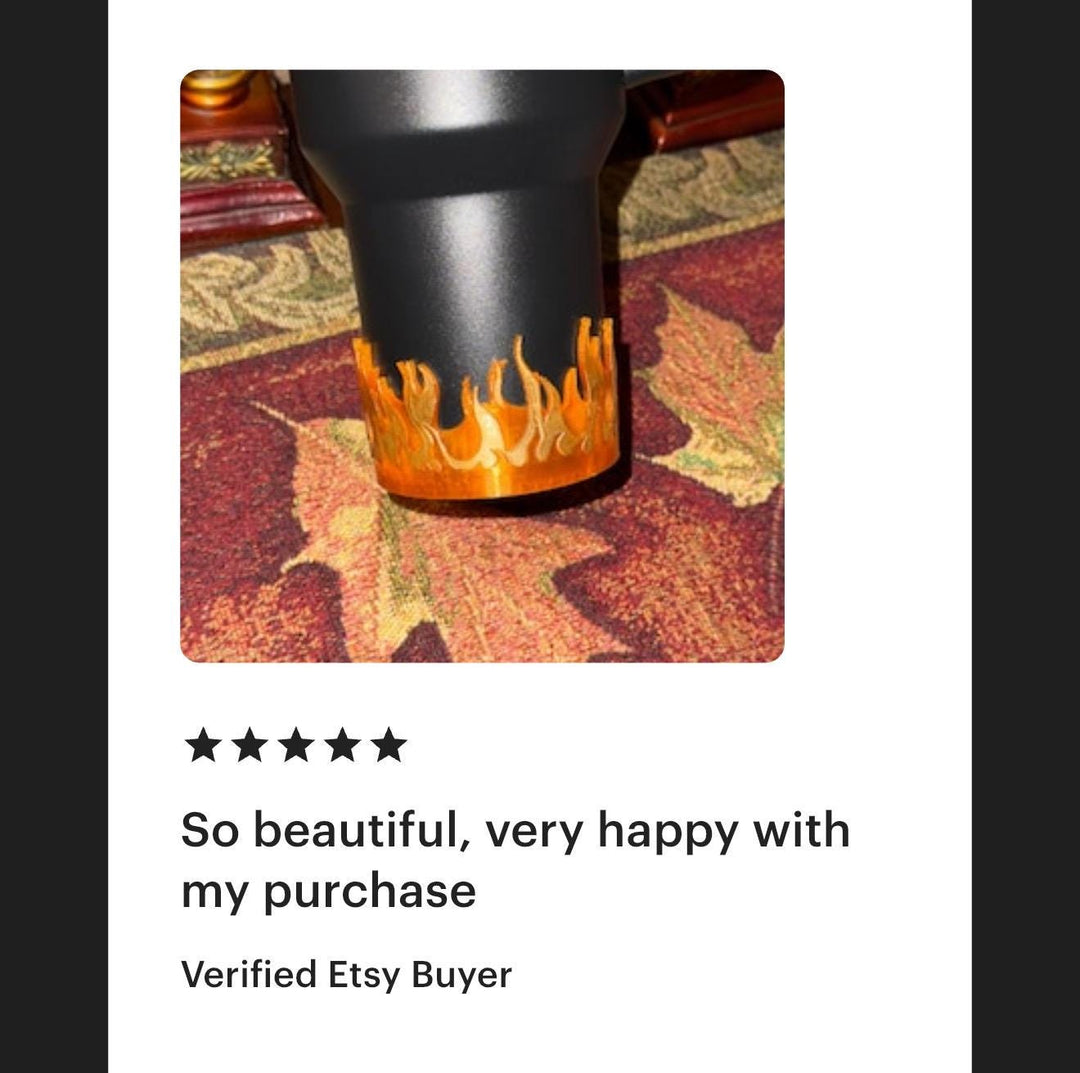 Fire Flames Tumbler Boot, Bangle Halo, straw topper, Cup Sleeve Design, Accessories for your 20/30 or 40 oz Stanley tumblers, Unique Gift