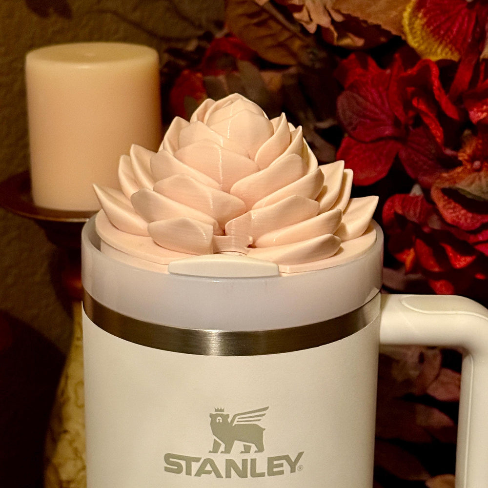 Beautiful Beige for the Blue Ocean Palms Flower Tumbler Boot or Topper, Tumbler Boot Sleeve, straw topper, fits your Stanley Tumbler