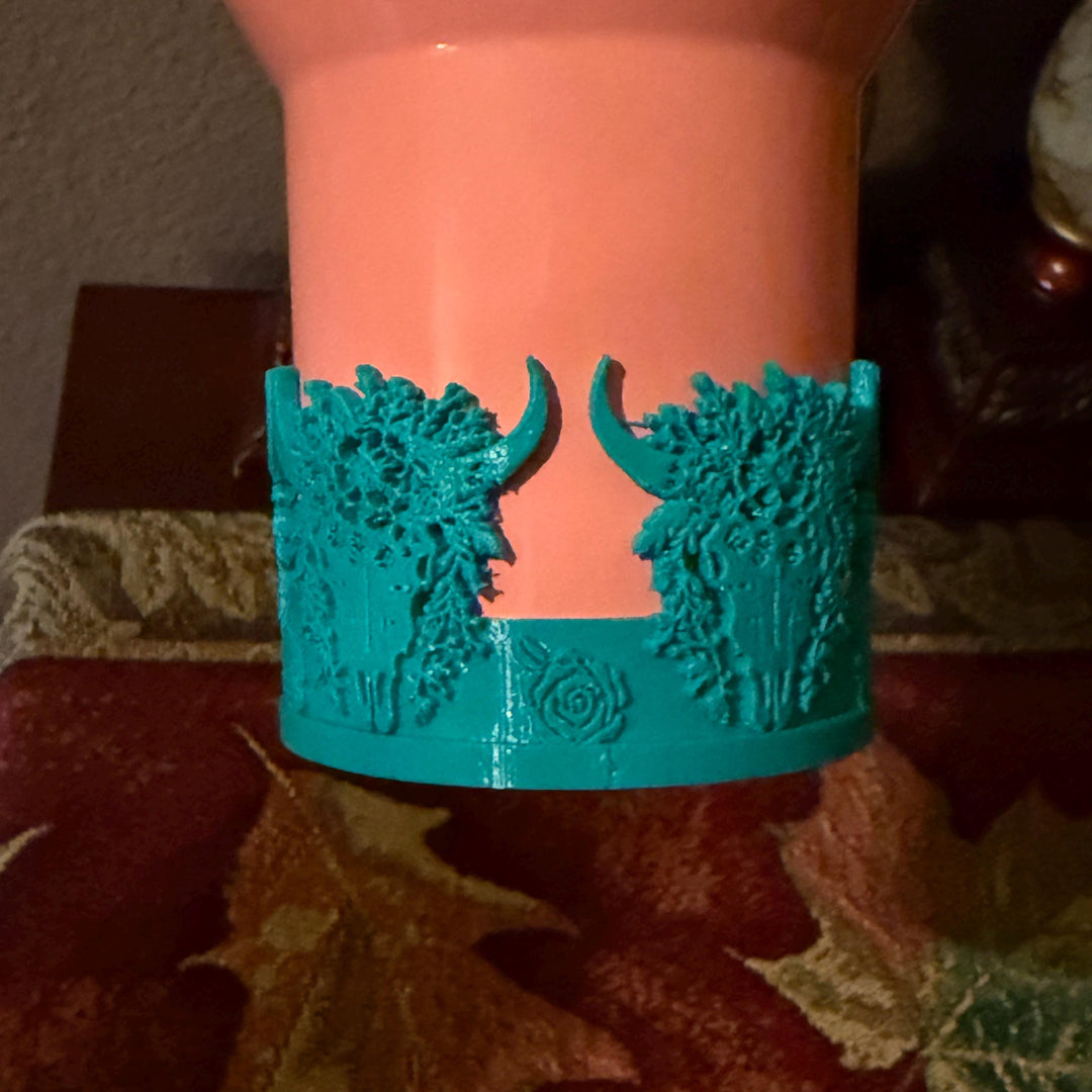 Bull Horns with Flowers Tumbler Boot, Rodeo Cup Sleeve, fits your Stanley and HydroJug Tumblers, Unique Gift, custom colors