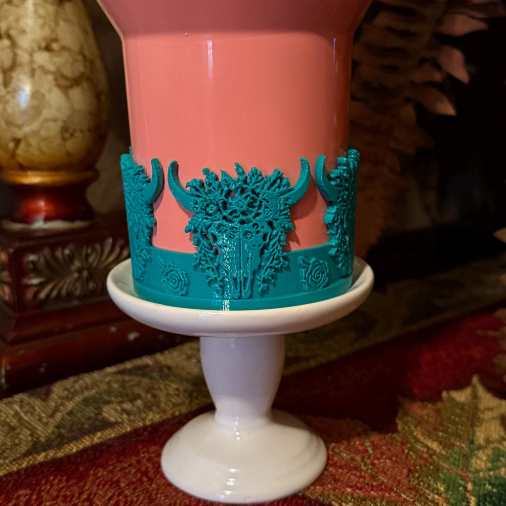 Bull Horns with Flowers Tumbler Boot, Rodeo Cup Sleeve, fits your Stanley and HydroJug Tumblers, Unique Gift, custom colors