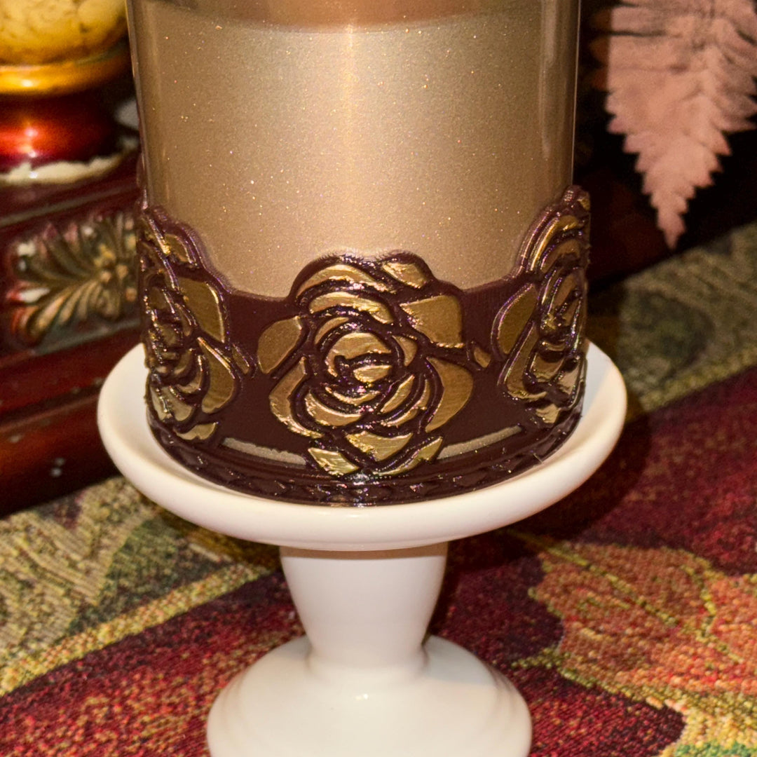 Luxurious 3D Rose with Gold tips Tumbler Topper or matching rose boot that fit Stanley tumbler, Chocolate Brown Gold