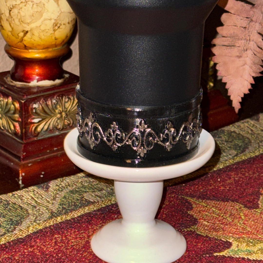 Elegant Black and Silver Scroll Tumbler Lid Halo Bangle and Boot for Stanley tumblers, Fancy Tumbler Sleeves, multiple colors