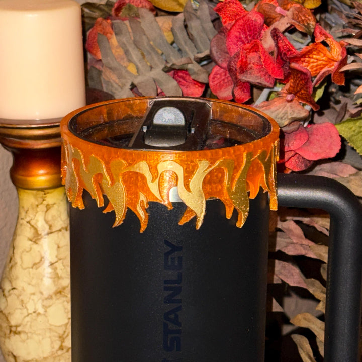 Fire Flames Tumbler Boot, Bangle Halo, straw topper, Cup Sleeve Design, Accessories for your 20/30 or 40 oz Stanley tumblers, Unique Gift