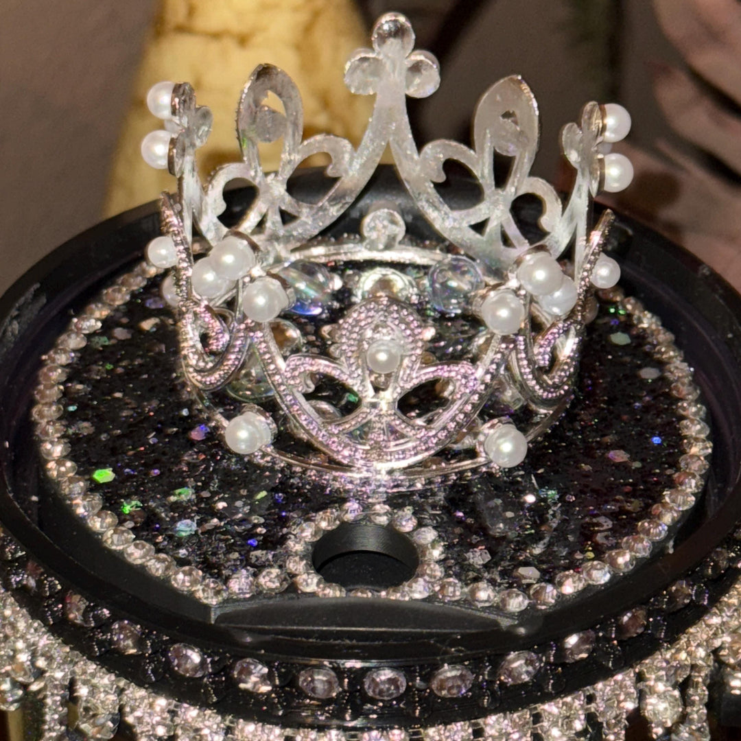 NEW Black and Silver Dangle Chain Rhinestone Royal Princess Accessory Collection for Stanley tumblers, Halo Lid Bling Band Bangle Boot Charm