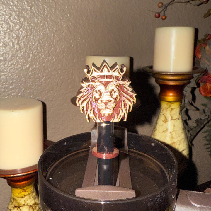 Gold Accent Lion Face Tumbler Boot or straw topper, fits your 20/30 oz 40 oz Stanley Tumblers, Unique Gift, brown and gold Lion of Judah