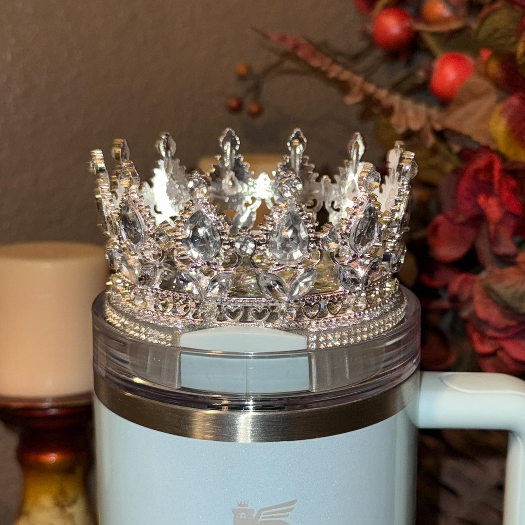 Fancy Diamond Princess Queen Tumbler Boot, Halo, Deluxe Crown, handle charm and Straw Topper Collection, fits Stanley Tumblers, Unique Gift