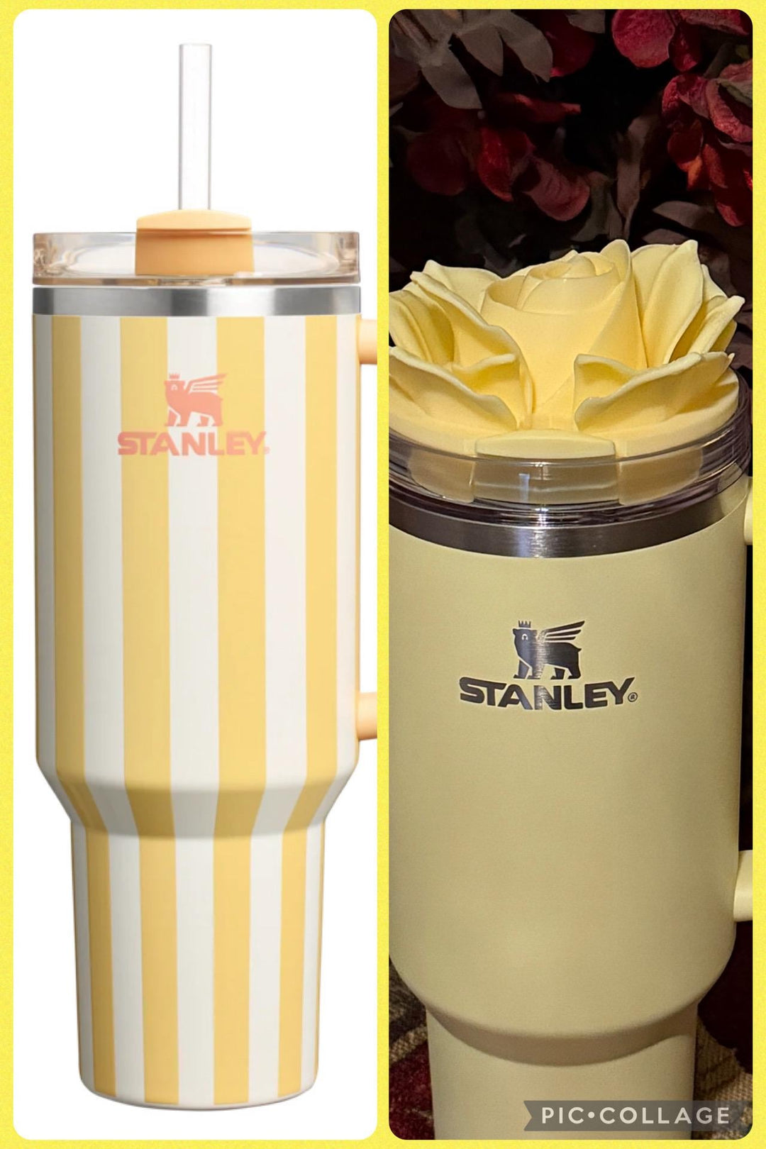 3D Yellow Rose Tumbler Topper that fit the new Oasis Stanley lids, Rose tumbler topper, 3D Decorative Lid,