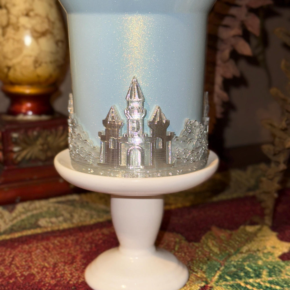 Fancy Castle for Princess Queen Tumbler Boot and Straw Topper, fits Stanley Tumblers, Unique Gift, Ice Frost Castle