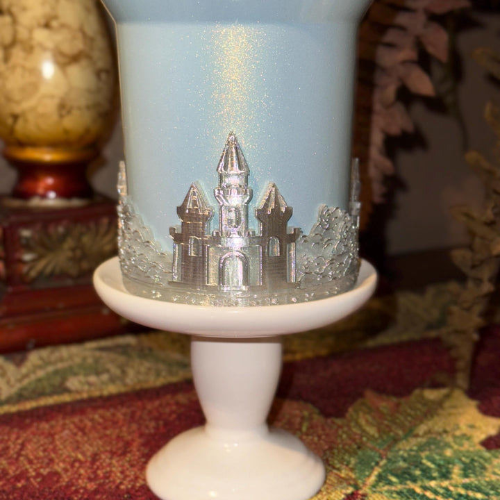 Fancy Castle for Princess Queen Tumbler Boot and Straw Topper, fits Stanley Tumblers, Unique Gift, Ice Frost Castle