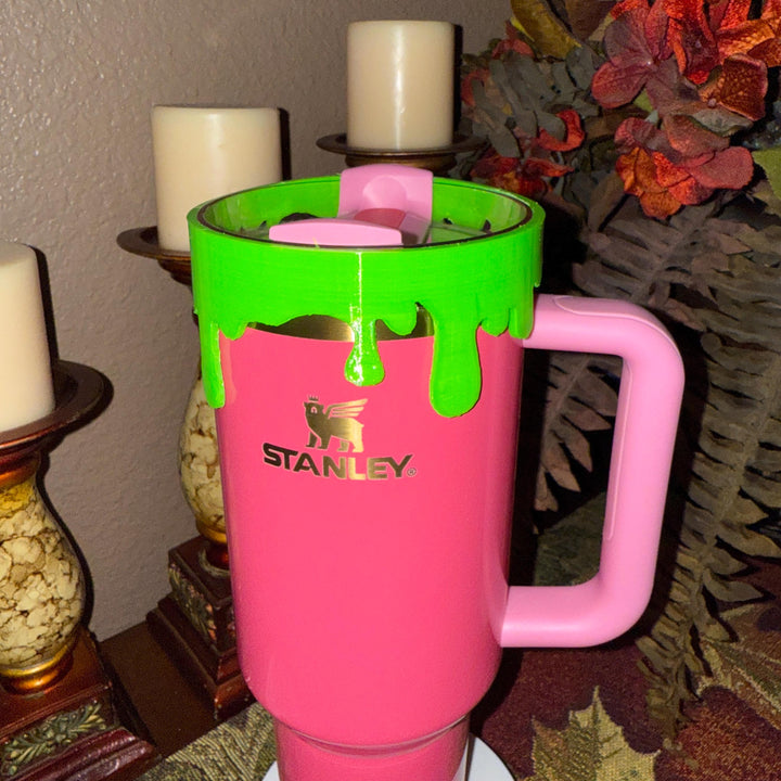 Slime drips Lid Halo Bangle and Boot for Stanley tumblers, Neon Lime Green, Tumbler Sleeves, BEST SELLER