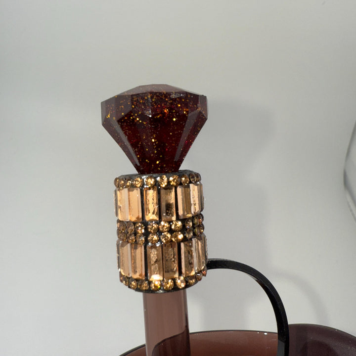 Luxurious 3D Rose with Gold tips Tumbler Topper or matching rose boot that fit Stanley tumbler, Chocolate Brown Gold