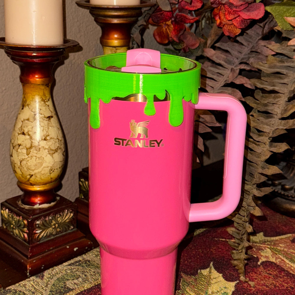 Slime drips Lid Halo Bangle and Boot for Stanley tumblers, Neon Lime Green, Tumbler Sleeves, BEST SELLER