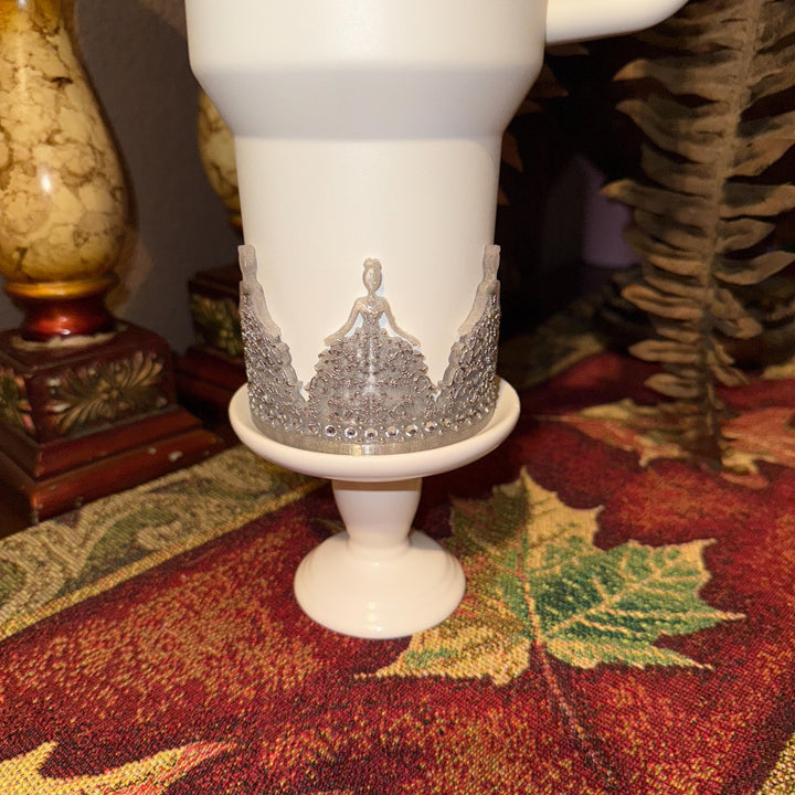 Fancy Detailed Rhinestone Princess Doll Tumbler Boot, Flowing Dress Boot Sleeve, fits Stanley Tumblers, Unique Gift, custom colors available