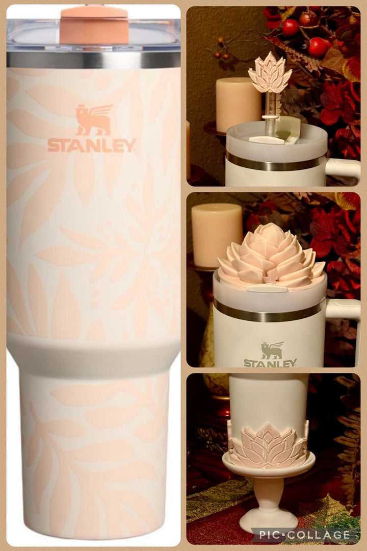 Beautiful Beige for the Apricot Palms Flower Tumbler Boot or Topper, Tumbler Boot Sleeve, straw topper, fits your Stanley Tumbler