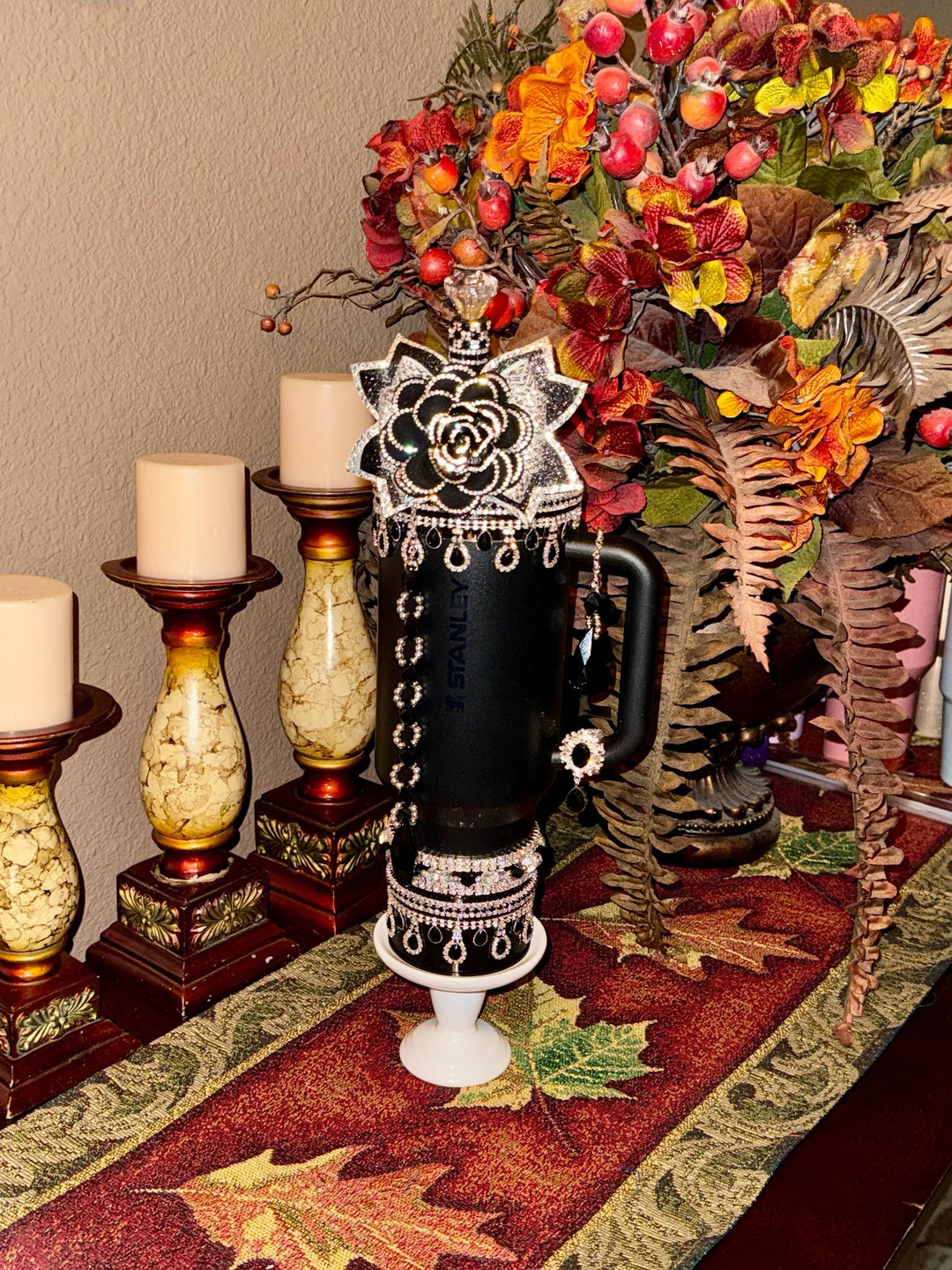 Elegant Black and Silver Rhinestone Royal Princess Accessories for Stanley Tumblers, Queen Bling Fancy, Boujie Collection, Unique Gift